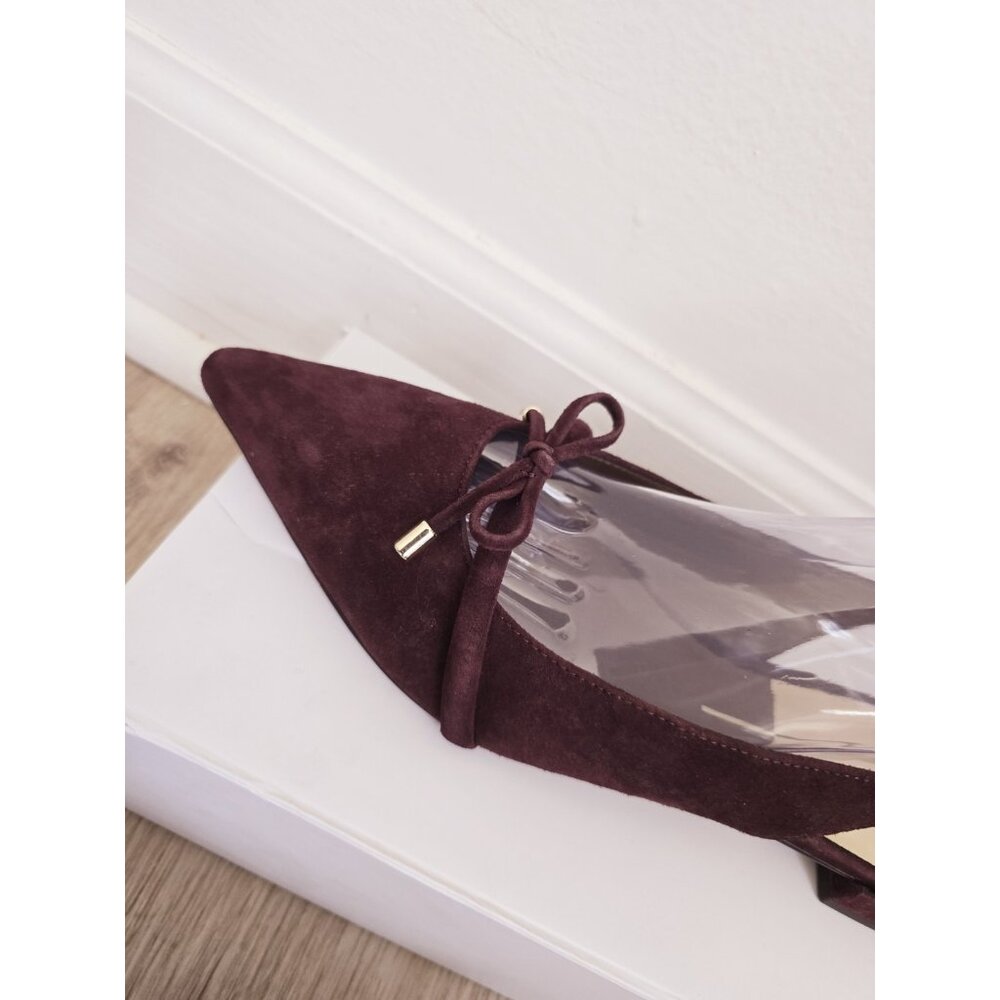 Dolce Vita Payge Pointed Toe Slingback Flats 10 Bow Suede Leather Burgundy Red - Picture 9 of 12